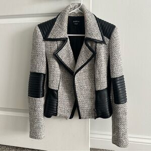 bebe Black and White Tweed Jacket Size XS